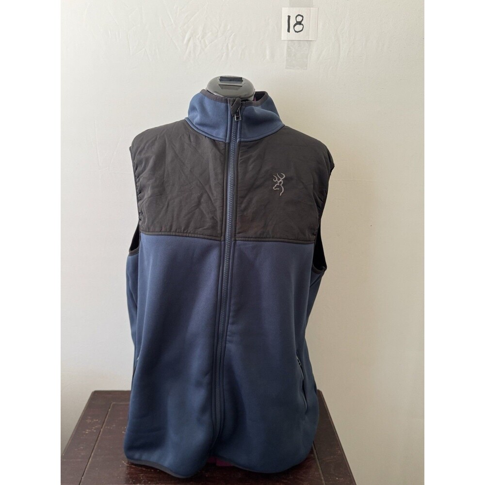 Browning Softshell Vest Mens XL Blue Black Full Zip Hunting Outdoor